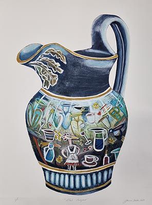 She’s Pumped, monoprint with hand colouring, framed , Joanna Fieldes