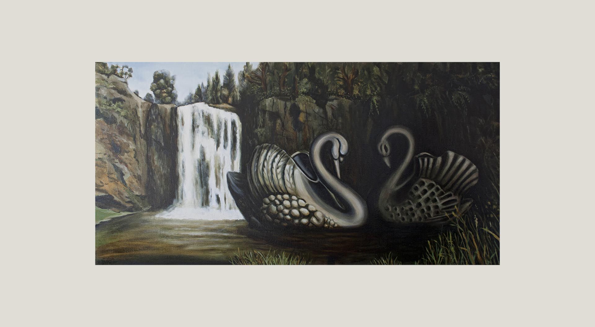 Hunua Water Fowl, 2017, oil on linen, artist Joanna Fieldes