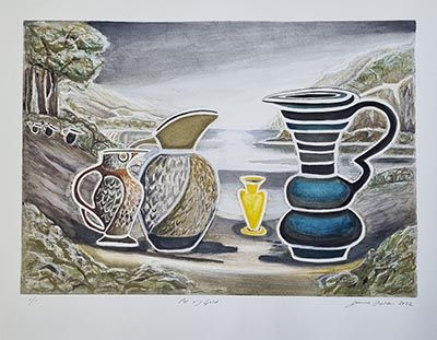 Pot of Gold, monotype with hand colouring, 2022, Joanna Fieldes
